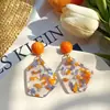 Nuevos Pendientes de Estrella de Cinco Puntas de Color Contrastante Frescos y Suaves Pendientes Dulces de Óleo Naranja Geométricos Elegantes Versátiles de Moda