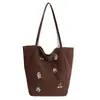 Bolso Tote Rayado para Mujer Estilo Coreano ins Estilo Perezoso Versátil Doble Cara Estudiante Gran Capacidad Viaje Casual Bolso de Hombro