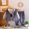 Traje de Terciopelo para Bebé Niño Otoño e Invierno, Ropa Casual de Moda para Bebé, Ropa de Invierno para Niños Pequeños y Medianos, Conjunto Moderno de Tres Piezas con Capucha