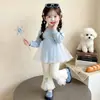 Traje de Primavera y Otoño para Niños de la Princesa Elsa 2026 Nuevo Dulce Ropa de Otoño para Niñas Sudadera Pantalones Acampanados Conjunto de Dos Piezas