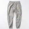 Overol fino de secado rápido estilo japonés para hombre, pantalones de seda helada atados al tobillo para el trabajo, pantalones deportivos casuales holgados de verano