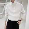 Suéter con solapa y cremallera para hombre, estilo coreano 2023 primavera y otoño, moderno, holgado, color liso, cuello alto, suéter abrigo