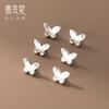 S925 plata lisa envejecida cuentas de botón de mariposa DIY pulsera vintage cuentas sueltas hechas a mano material de cuerda trenzada accesorios S1428