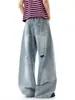 Jeans rotos lavados estilo americano para hombres y mujeres, estilo high street de otoño e invierno, pantalones curvos geniales y elegantes, pantalones de pierna ancha con vibra vintage