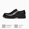 Sapatos de Couro Genuíno Masculino Slip-On Estilo Retro para Negócios, Mocassins Slip-On Pretos Estilo Britânico Feitos de Couro de Couro de Grão Superior com Bico Quadrado