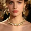Ventas Directas de Fábrica Conjuntos de Pendientes Cuadrados de Cristal Múltiples y Collares Estilo Europeo, Americano e Indio, Borlas de Cuentas Estilo Indio