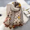 Chal estampado de bloques de color vintage con un aire artístico, una bufanda grande decorativa para salidas diarias y para estilizar