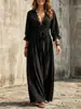 Amazon 2026 Otoño Estilo Nuevo Europeo y Americano Encaje Cuello en V Cintura Ajustada con Lazo Manga de Campana Tres Cuartos Vestido Casual de Vacaciones