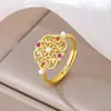 Anillo Exquisito y Popular Estilo Palacio Floreciente con Perlas y Piedras Preciosas Apertura Ajustable Venta Directa de Fábrica
