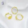 Aço Inoxidável Cor Dourada 18K e Prata Conservação de Cor Anel Aberto Ajustável Suporte para Anel Base para Montagem de Contas Artesanal DIY Acessórios de Joias