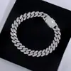 Pulsera Cubana de Plata de Ley S925 con Moissanita Lujosa Maciza Full Diamond Estilo Hip-Hop Unisex Versátil Pulsera de Marca de Moda Venta al por Mayor