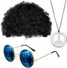 Accesorios de Disfraz Hippie de los años 60 Diadema de Girasol Gafas Redondas y Collar de Cincel de Paz Aretes traje