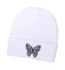 Sombreros de Moda de Comercio Exterior para Otoño e Invierno para Hombres y Mujeres, Sombreros de Lana Cálidos, Gorros Pullover con Bordado de Mariposa, Gorros sin Visera, Gorros de Punto Pullover