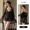 DZ Rose Puro Desejo Sexy Chiffon Renda Borboleta Gravata Fenda Estilo Guarda-chuva Camisola Camisola de Dormir Roupão Roupa de Casa 7349