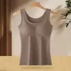 Chaleco térmico engrosado de otoño e invierno para mujer de talla grande, con sujetador incorporado, adecuado para usar en capas o como prenda exterior, top para mujer, sujetador