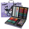 145 Caixa de Alumínio de Camada Dupla Kit de Pintura Infantil Pincel Caneta Aquarela Lápis de Cor Bastão de Óleo Material de Arte para Estudantes Caixa de Presente