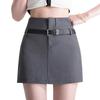 Falda corta gris de verano fina de cintura alta tipo lápiz línea A para mujer, falda de verano petite para el trabajo