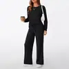 Conjunto de dos piezas transfronterizo para mujer 2025 Otoño Nueva Moda Casual Pantalón Recto Elegante Suelto Cuello en V Conjunto de Punto Acanalado