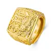Anel masculino grande banhado a ouro do Vietnã, anel anual, anel de abertura dominador, banhado a ouro 24k, anel de peixinho dourado, joias por atacado