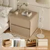 Mesita de noche inteligente de madera maciza con caja fuerte integrada, nuevo modelo 2026, estilo de lujo ligero italiano, caja fuerte pequeña para dormitorio del hogar