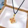 Colgante de trébol de cuatro hojas con oro de arena y diamantes rosas, método antiguo, estilo chino nuevo, moda nacional, versátil, temperamento generoso, cadena para clavícula femenina