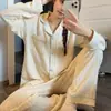 Pijama de Mujer Estilo Coreano Ins 2026, Estilo Primavera y Otoño, Algodón Burbuja de Manga Larga Lindo Femenino Conjunto de Ropa para el Hogar, Delgado