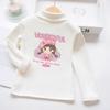 Suéter para niña con forro polar Otoño e Invierno 2024 Nuevo Invierno para niños de una pieza de terciopelo Camiseta base Tesoro para mujer Top cálido engrosado