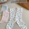 Calcetines Estilo Primavera Verano para Mujer Hilo de Algodón Puro Calcetines de Media Pantorrilla para Señora Cuatro Estaciones Nuevo Más Vendido Calcetines Blancos Apilados Estilo ins
