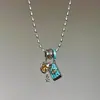 Collar Colgante Anillo Estrella Tarot con Purpurina Fina Azul 2025 Nuevos Accesorios Cadena para Clavícula de Gama Alta