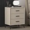 Mesa de Cabeceira de Alto Padrão em Ardósia de Madeira Maciça com Couro, Simples e Moderna, para Uso no Quarto, Armário de Armazenamento de Cabeceira com Rodas