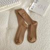Otoño e Invierno Nuevos Calcetines con Lazo Estilo Miu Calcetines de Media Caña para Mujer Calcetines de Rayas Verticales Modernos que Combinan con Todo Casuales Largos Apilados