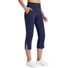 Pantalones Cortos de Yoga Deportivos para Exteriores con Bolsillos y Abertura en la Pantorrilla de Cintura Alta para Mujer, Elásticos, Adelgazantes, Transfronterizos de Amazon