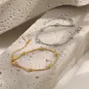 Pulsera de Cuentas de Cadena de Hueso de Serpiente Simple Versátil de Estilo Francés para Mujer, Joyería de Oro Verdadero Pvd de Acero al Titanio Dorado