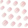Uñas Portátiles Rosa Pastel Estilo Francés Sencillas, Uñas Postizas Cuadradas Cortas, Arte de Uñas Popular Transfronterizo, Uñas Falsas