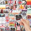 50 Pegatinas Decorativas de Graffiti para Cuaderno de Viaje Estilo Británico de Moda, Patineta, Maleta, Botella de Agua