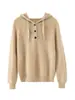 Suéter de Cachemira con Capucha, Nuevo Estilo Otoño e Invierno para Mujer, Sudadera de Punto de Cachemira con Media Botonadura, Suéter Básico de Manga Larga para Usar como Prenda Exterior y Capa Interior