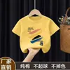 Camisetas de Manga Curta para Meninos 2025 Novas de Algodão Puro Roupas de Verão Tops para Meninas Meia-Manga Tamanho Médio e Grande Roupas Infantis Roupas de Bebê Verão