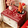 Funda de Tela para Mesita de Noche de Dormitorio Estilo Chino, Dragón y Fénix de Recorte de Papel Rojo para Boda, Carácter de Doble Felicidad, Arreglo de Decoración para Habitación de Boda, Tela de Cobertura Calada
