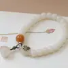 Pulseira de Jade Branco Bodhi Lótus da Sorte Moda Nacional Estilo Chinês pulseira de contas elegante pulseira versátil atacado feminina