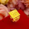 Anillo para Hombre Retro Abierto Color Oro Arena Vietnamita Arena Dorada Dominante Cabello Riqueza Dragón Caballo Piedra Preciosa Joyería de Imitación Oro