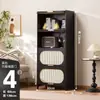 Cómoda Negra Estilo Mediados de Siglo Gabinete de Almacenamiento para Sala de Estar Dormitorio Gabinete de Almacenamiento Estantería Gabinete de Entrada Gabinete Estrecho Alto Multicapa