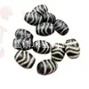 Cuentas Dzi de Ondas de Agua en Blanco y Negro, Jade, Cuentas Sueltas, Ágata Negra, Cuentas de Arroz Mate, Cuentas de Barril, Accesorios para Joyería