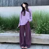 Pantalones deportivos de chándal anchos y holgados para otoño 2026 Moda callejera americana con cordón, microcurvados, casuales