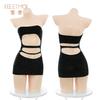 Feimu Top de Tubo Sexy Caliente con Diamantes Ropa de Malla Bolso de Pecho Expuesto Falda de Cadera Coqueto Transparente Tentación No Necesita Quitarse Lencería Sexy 7512