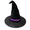 Chapéu de Bruxa para Halloween 2026 Chapéu de Bruxa de Veludo Preto Adereço de Cabeça de Mago Chapéu de Bruxa Mágico Chapéu de Festa