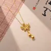 Collar Colgante Borla Mariposa de Seda para Mujer Nuevo Diseño Hueco Chino Cadena para Clavícula Mariposa Campana Regalo para Novia
