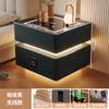Mesa de cabeceira inteligente Luz Luxo High-end Madeira maciça 2024 com luz Novo quarto Bloqueio Pequeno Gabinete Simples Moderno