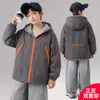 Jaqueta Casual Masculina com Cadarço Dupla Face com Plus Veludo para Crianças Médias e Grandes Jaqueta Corta-Vento Primavera Outono Inverno Jaqueta de Montanhismo Estilo Coreano 2026 Novo