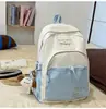 Mochila Estilo Japonês Nova Tendência Alta Aparência Cor Fresca e Doce Color Blocking para Alunos do Ensino Fundamental e Médio, Mochila Leve de Viagem