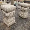 Soporte para Flores Tallado en Piedra Jade Blanco Han Base para Bonsái Base de Piedra Sumeru Imitación Antigua Base de Pilar de Piedra Soporte para Bonsái Mesa de Flores para Villa Pilar de Piedra